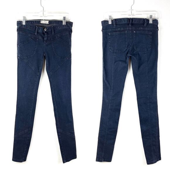Free People Skinny Jeans Front Asymmetrical Seams Pockets 26 - Picture 1 of 7